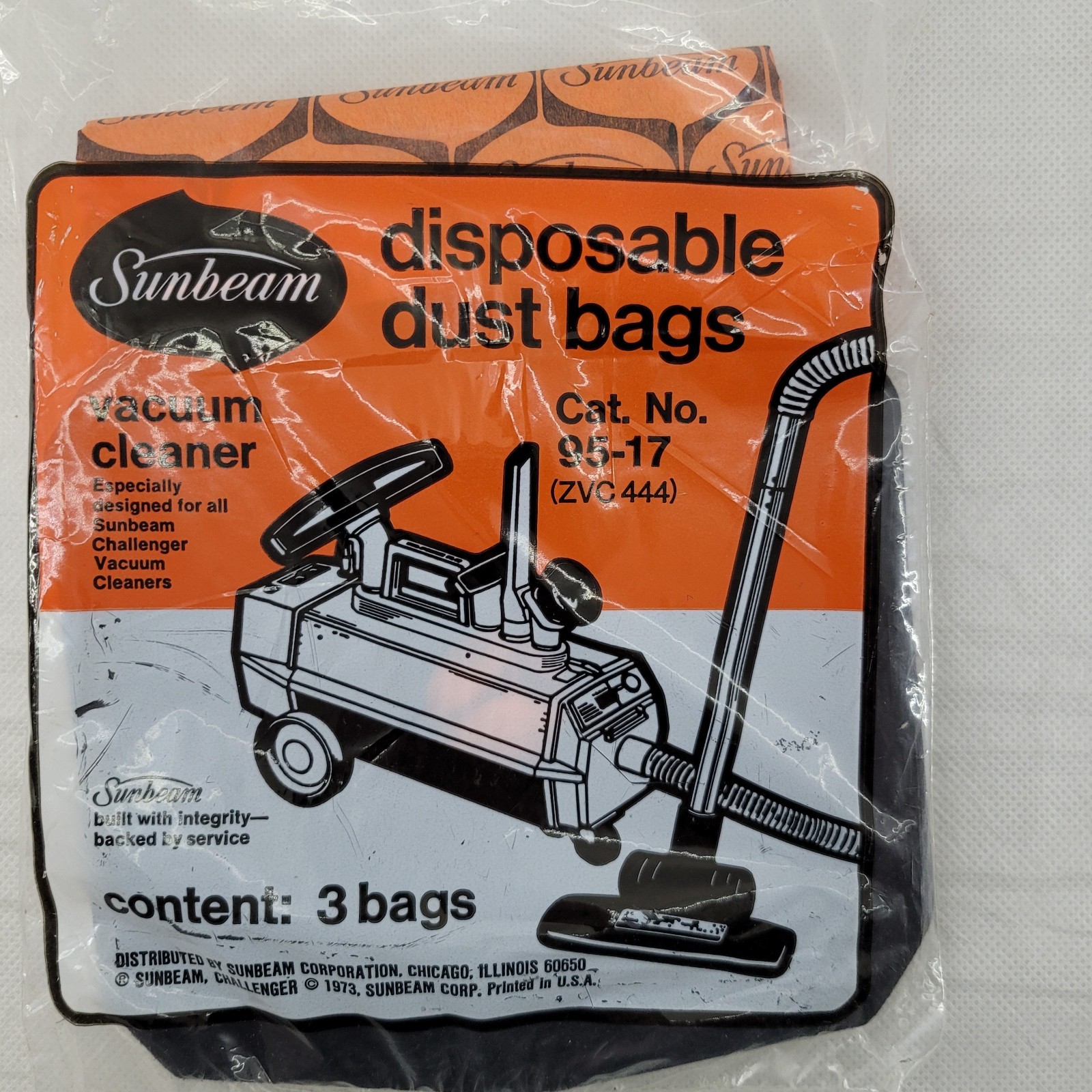 3 pk Sunbeam Challenger Vacuum Cleaner Bag 95-17 Disposable Dust Bag ZVC444 5055