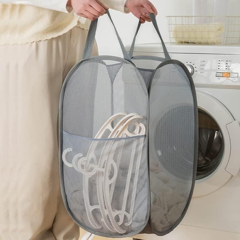 2 Pack Pop Up Collapsible Laundry Baskets, Foldable Mesh 14″L x 14″W x 24″H