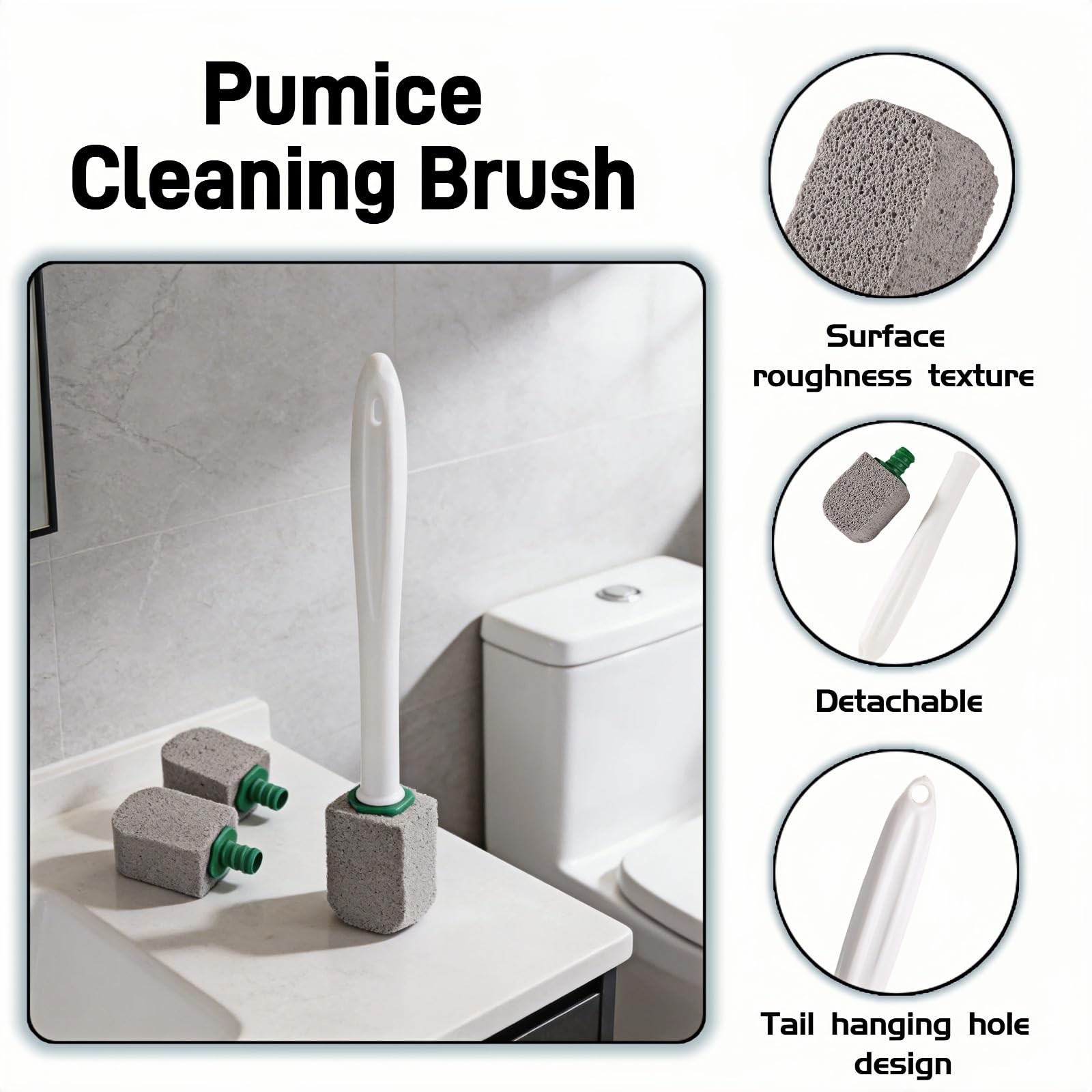yayaboqu Pumice Stone Toilet Bowl Cleaner with Long Handle, 9.65 Inch, Includ…
