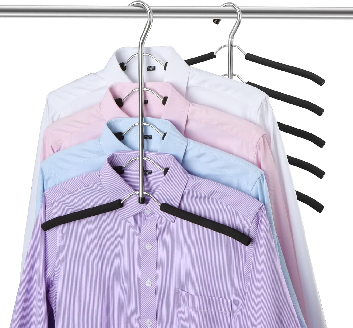 2 Pack 5 Tier Blouse Tree Hangers Non Slip Space Saving Shirts Clothes Hangers