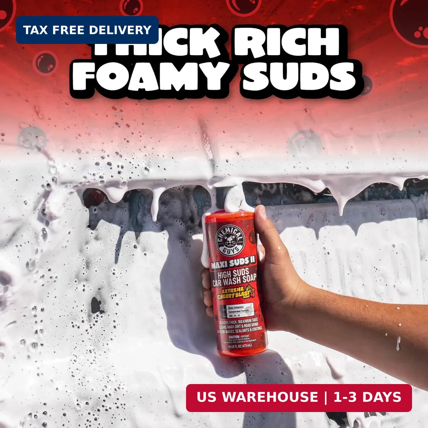 Chemical Guys Maxi Suds II Foaming Car Wash Soap – High Foam Car Wash Soap, Cher