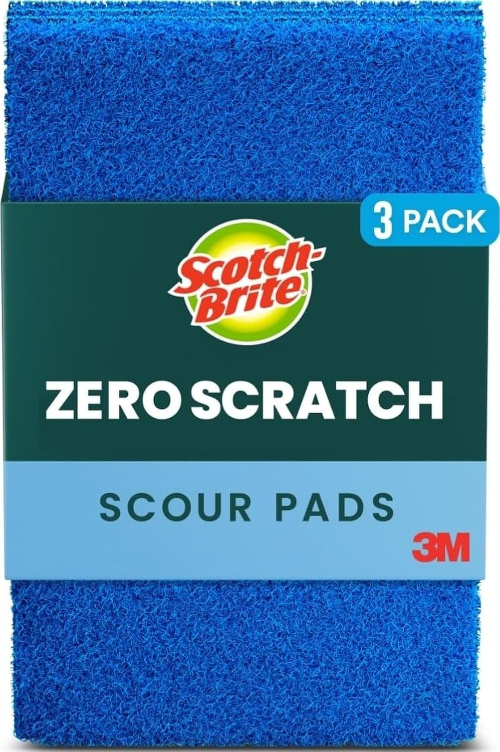 Scotch-Brite Zero Scratch Scouring Pad, 3 Pack | Effective + Gentle Dish Scrubbe