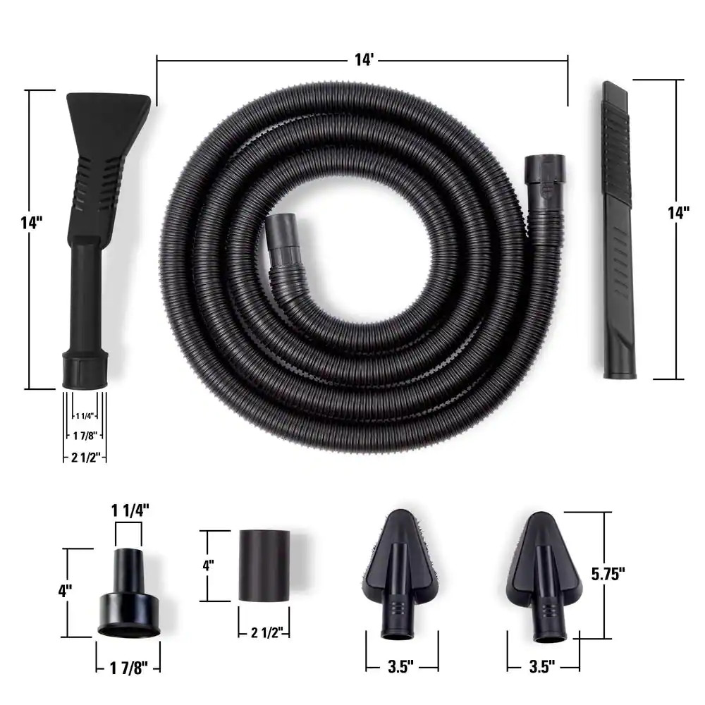 1-1/4 In. Car Cleaning Accessory Kit with 14-Ft Hose for RIDGID Wet/Dry Shop Vac