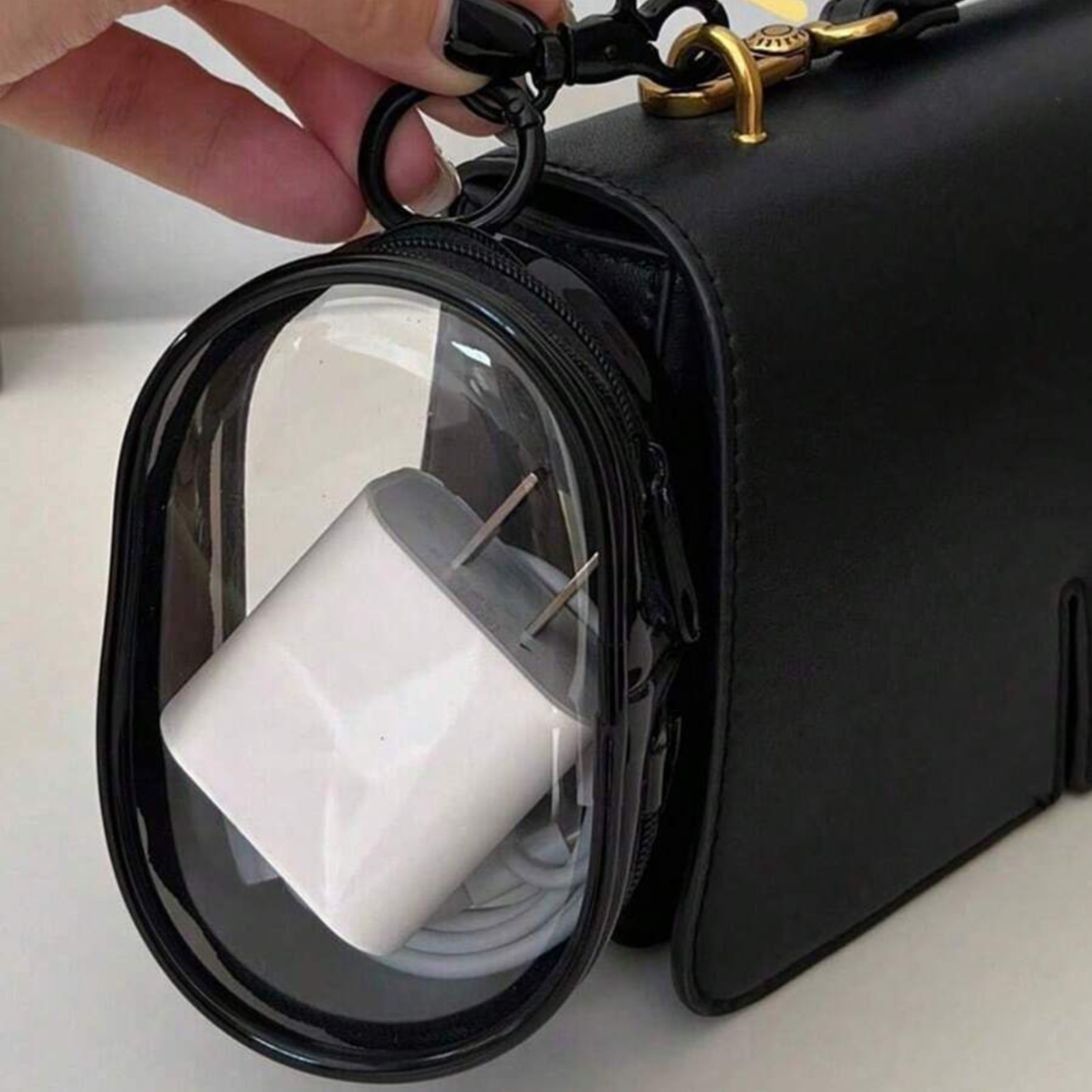 Travel Mini Pouch with Zipper & Keychain MultiUse Data Cable Makeup Storage Bag