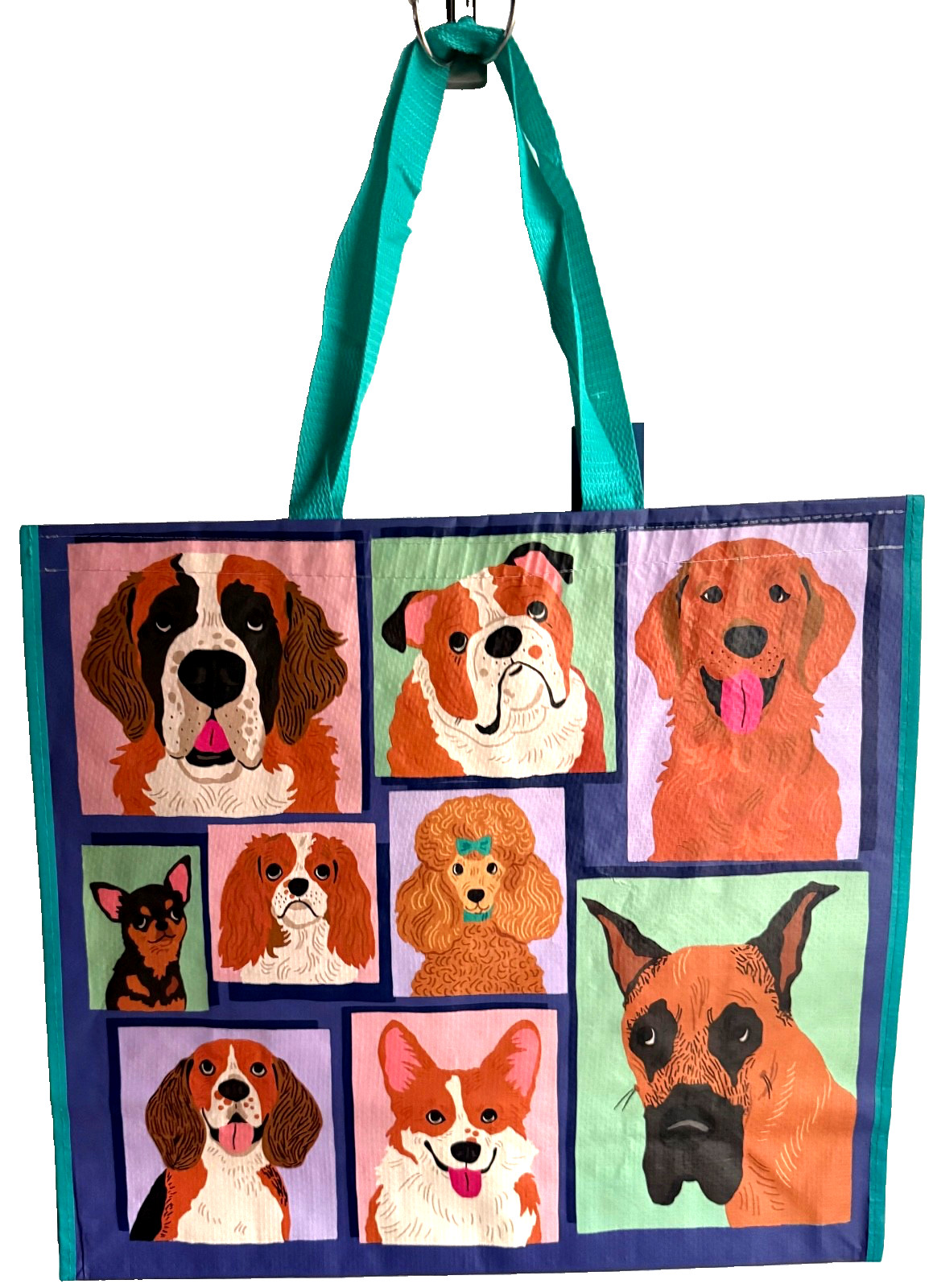 MARSHALLS LARGE TOTE SHOPPING BAG 20″ X 18″ DOG FACE POP ART PUPPY FRAME NEW