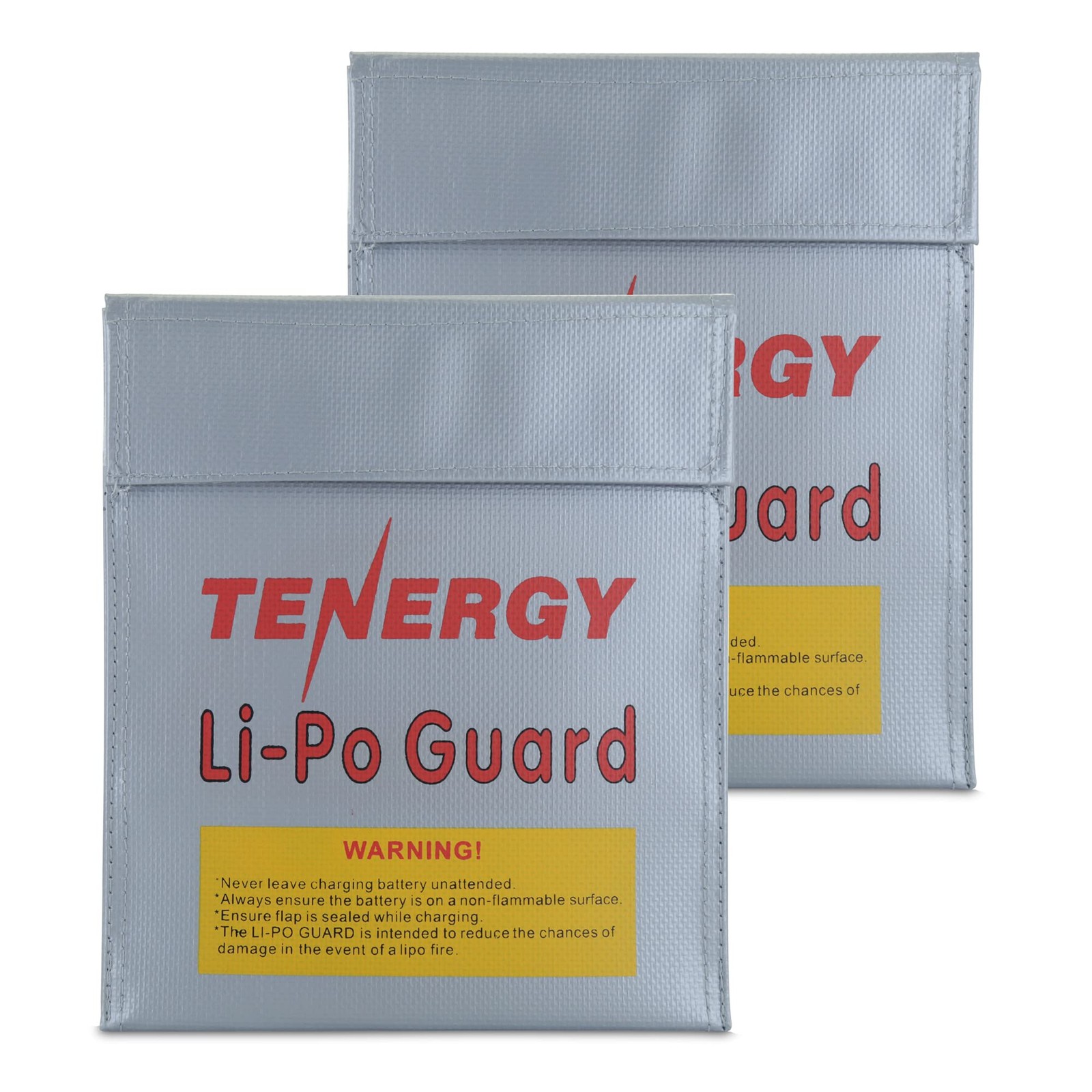 Tenergy 2 Pack Lipo Bags, Fire Retardant Battery 2x Medium 7x9in, black