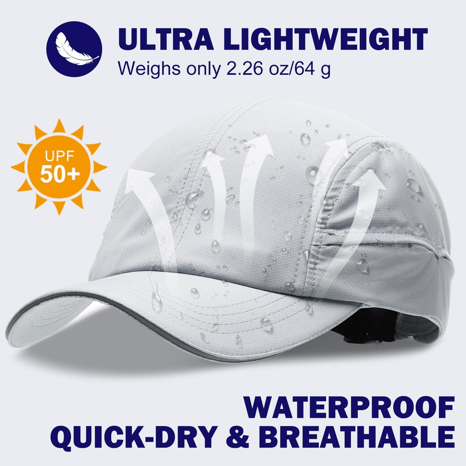 Oversize XL XXL Mens Waterproof Quick Dry Baseball Cap Lightweight Cooling Br…