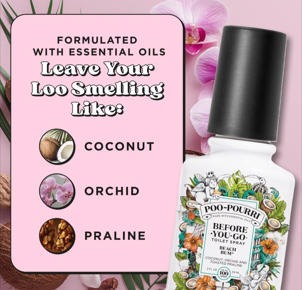 Poo-Pourri Beach Bum 2 fl oz Coconut Orchid Toasted Praline