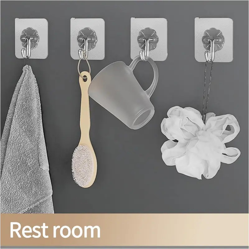 1~500 PCS Stainless Steel Adhesive Sticky Hooks Heavy Duty Wall Hook Hangers lot