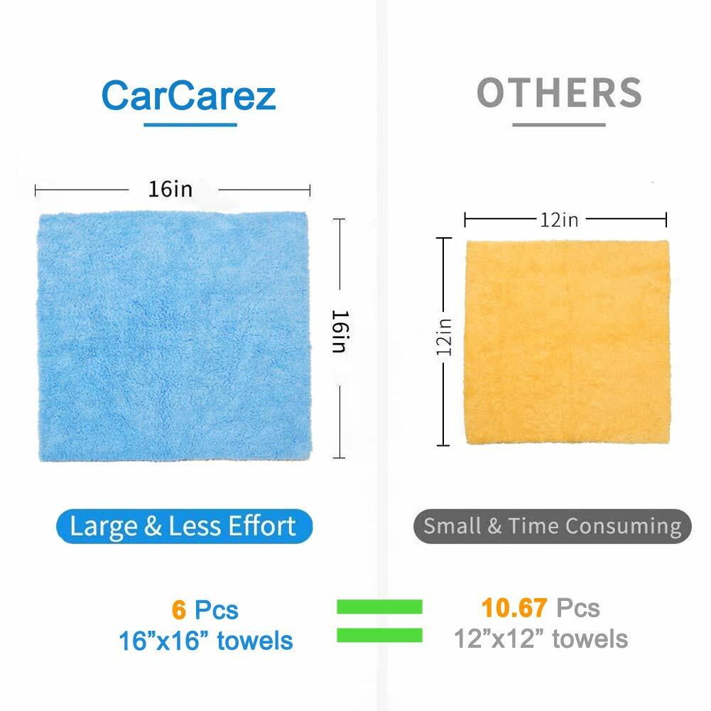 6 Pcs CarCarez Premium Microfiber Car Wash Drying Towels Professional Grade