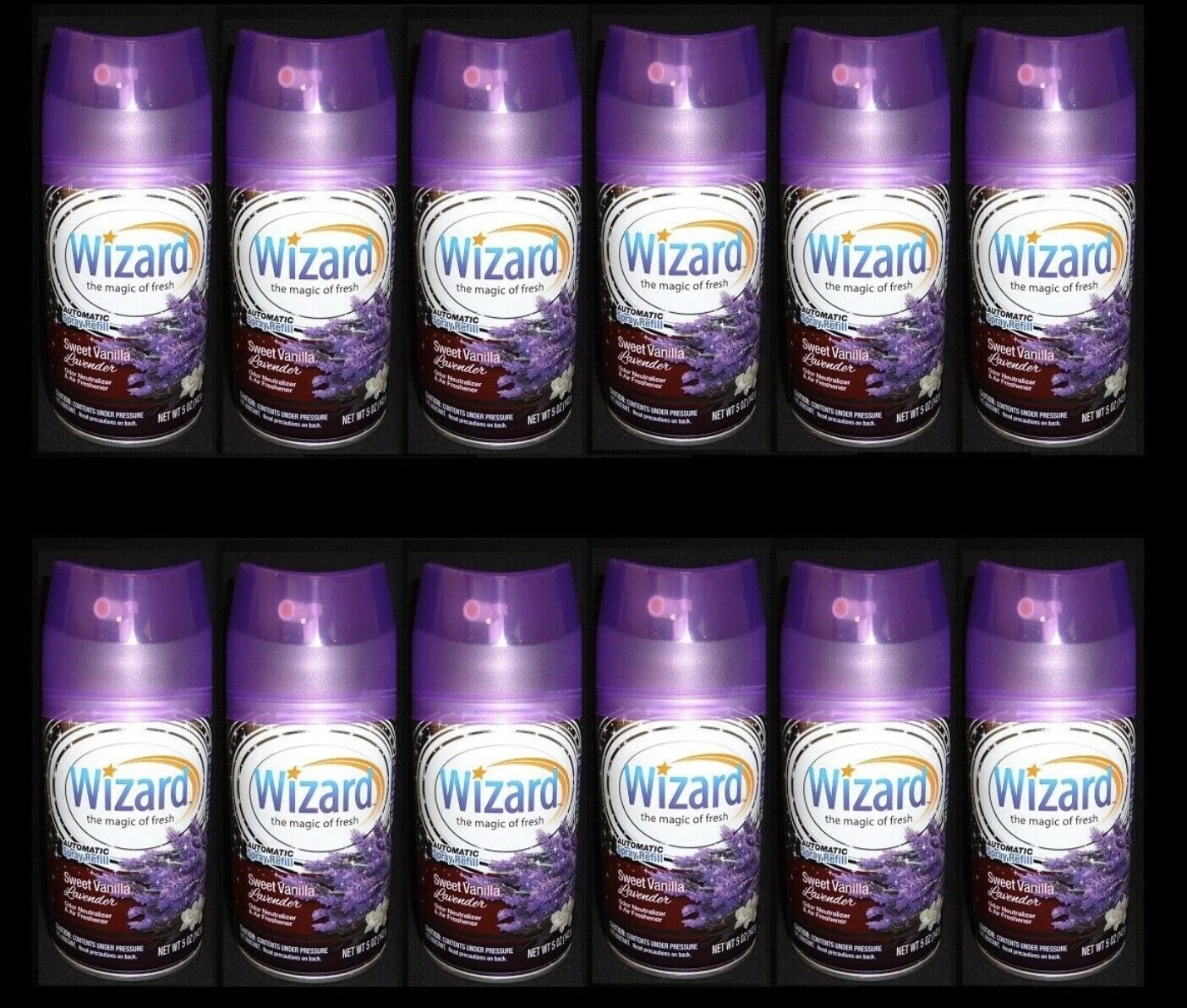 12 Wizard Automatic Spray Refills Sweet Vanilla Lavender 5 oz FIT GLADE AIRWICK
