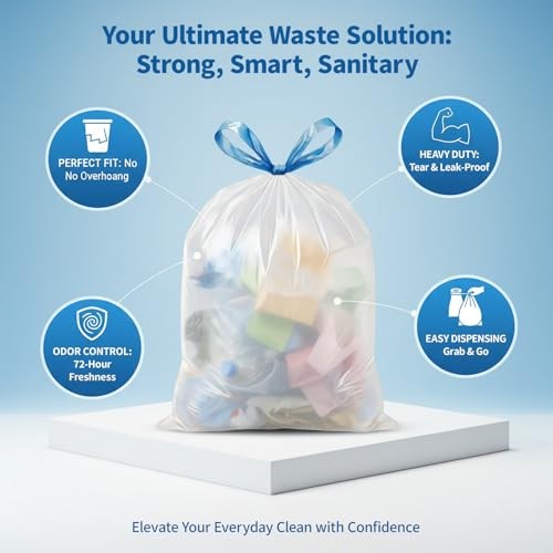 4 Gallon Small Trash Bags 150 Count White Unscented Drawstring 1.1 Mil