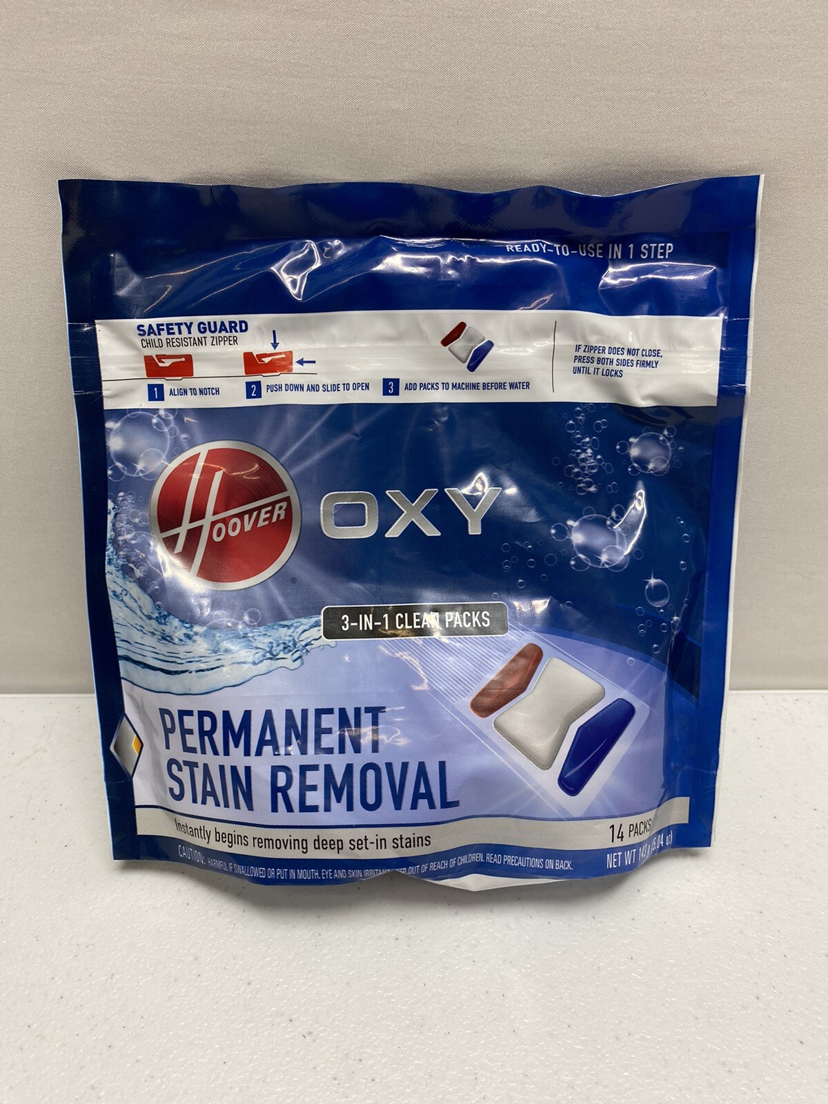 Hoover Oxy Permanent Stain Removal 3 In 1 Clean Packs – 14 Easy-to-Use Pods New!