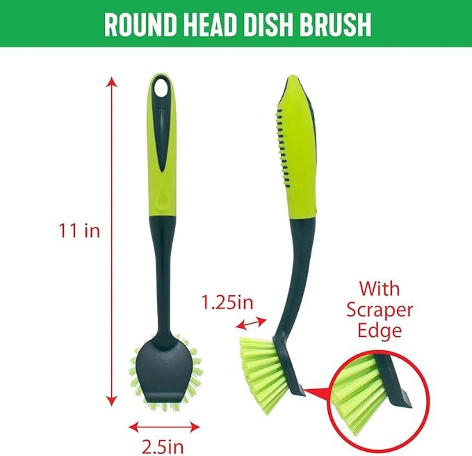 5Pcs Scrub Brush Set Long Handle Cleaning Brushes with Bristles and Comfort Grip