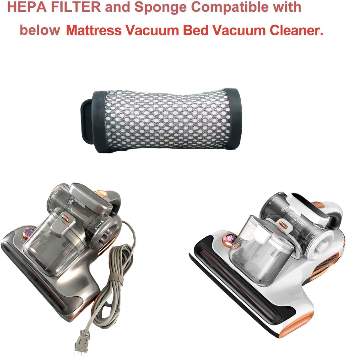 3Pack Hepa Filters Replacement Compatible with JIGOO T600 Mattress Vacuum