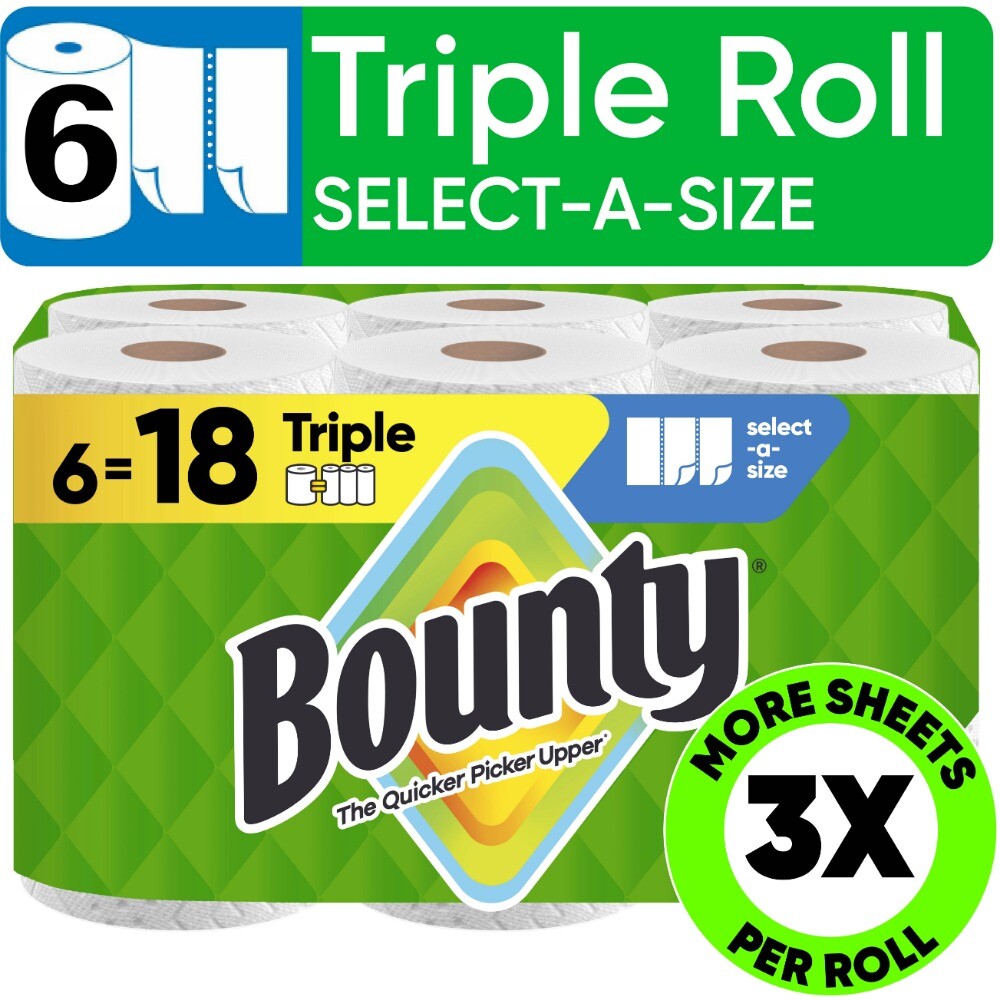 Paper Towels Select-A-Size White, 6 Triple Rolls, 123 Sheets Per Roll