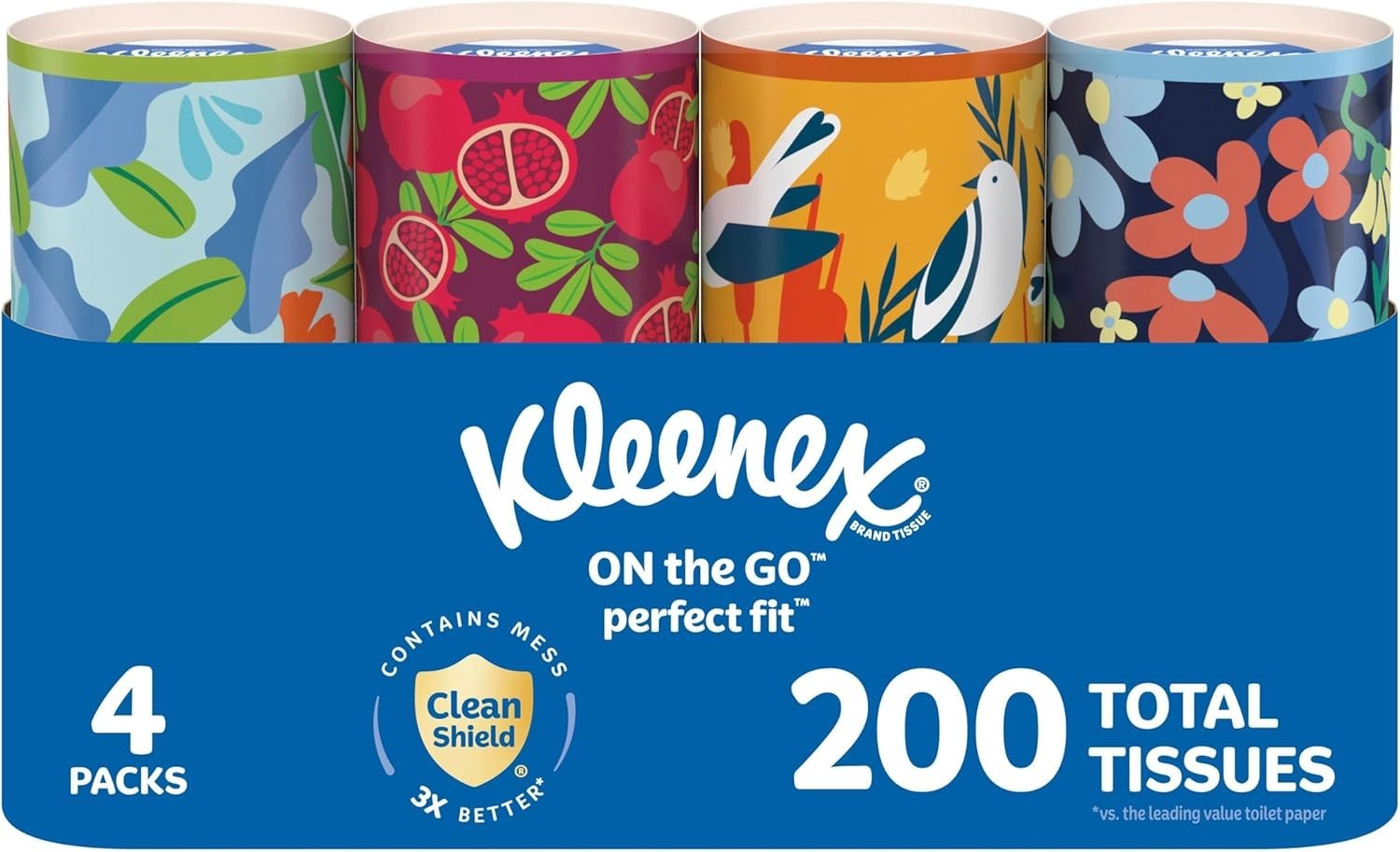 Kleenex Perfect Fit Facial Tissues Canister 2-Ply 4 Pack 200 Sheets Travel