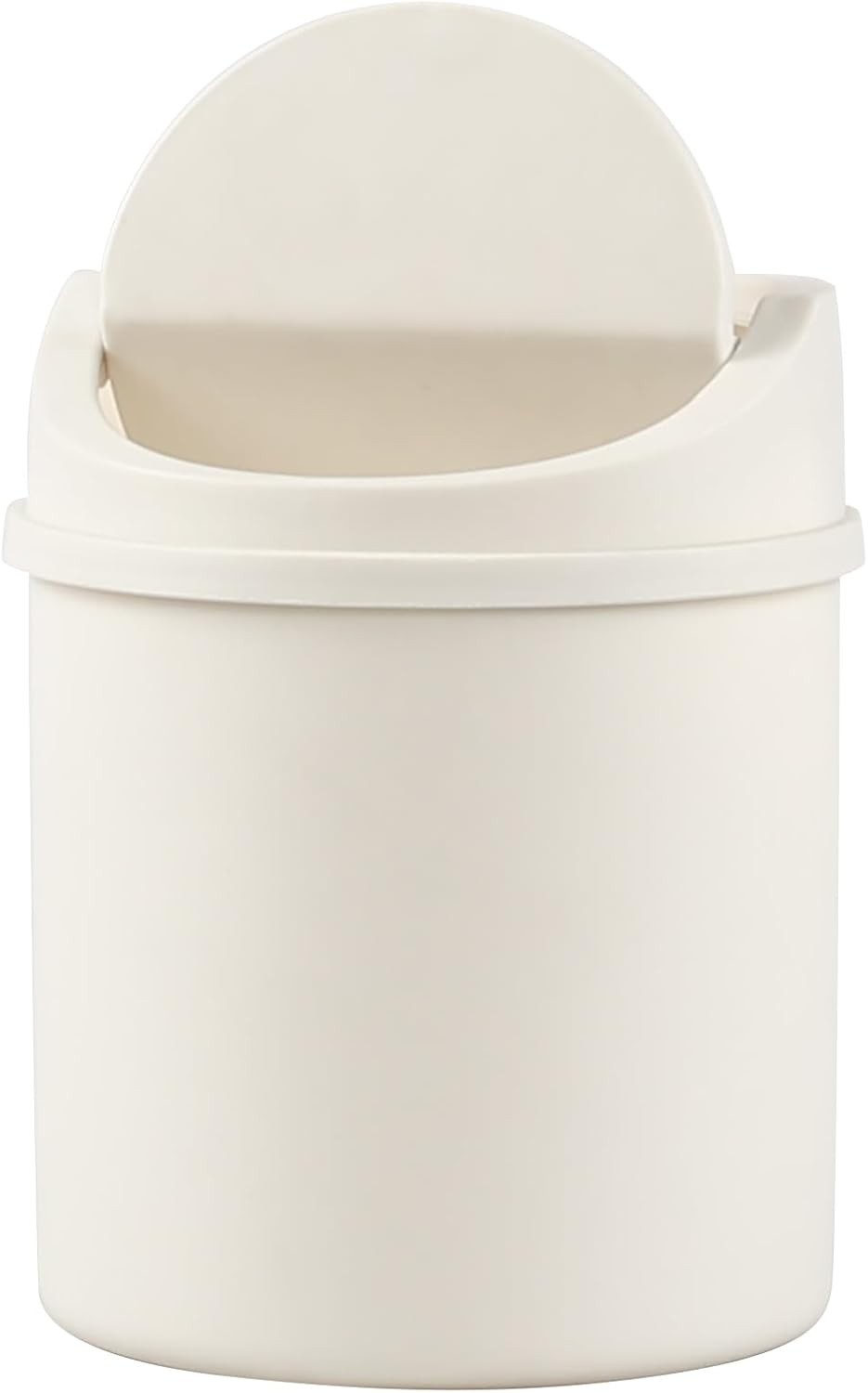 0.7 Gallon Plastic Mini Desk Trash Can with Swing- Lid, White | Tiny Garbage
