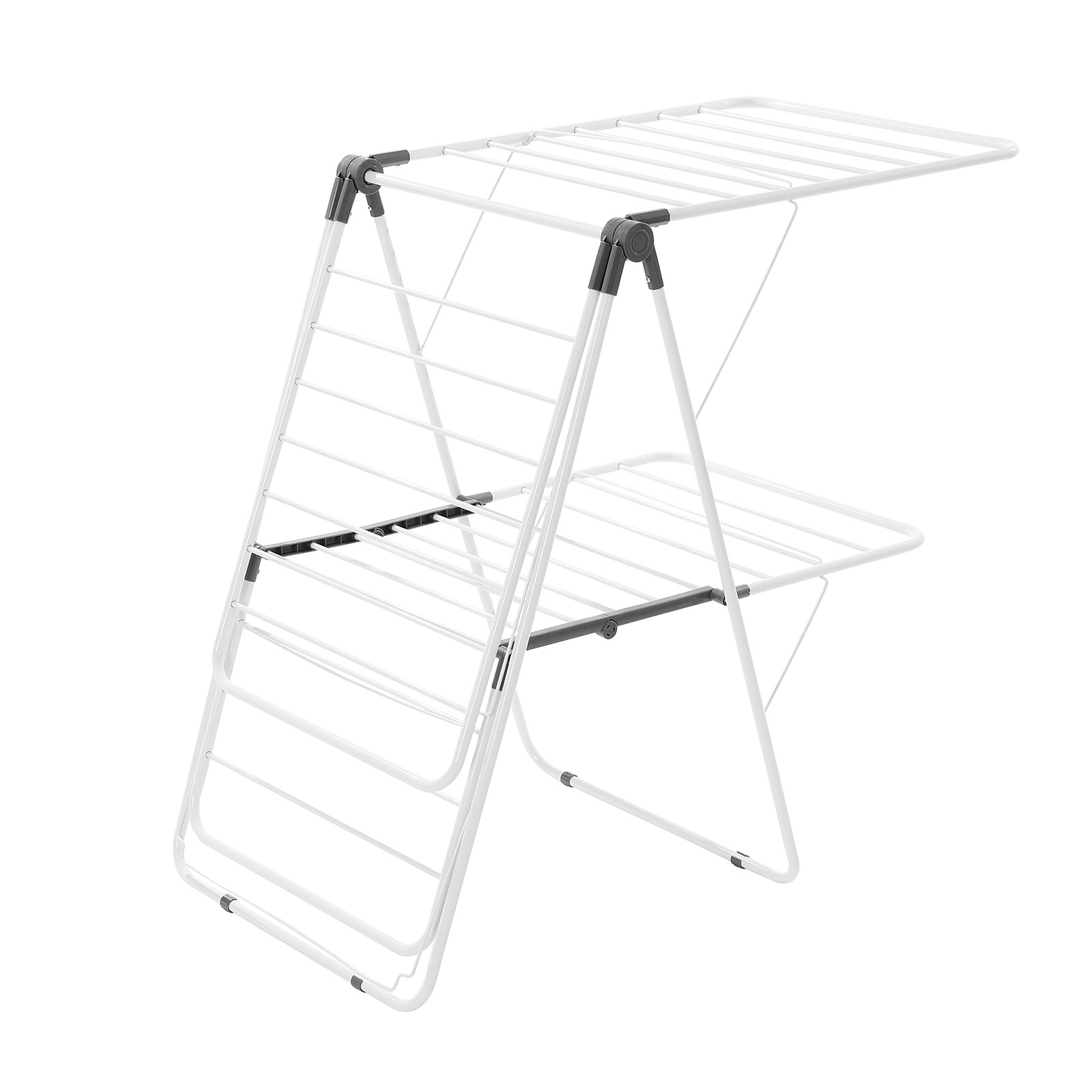 VEVOR 2-Tier Foldable Clothes Drying Rack with Sock Clips & 31 Drying Rods White