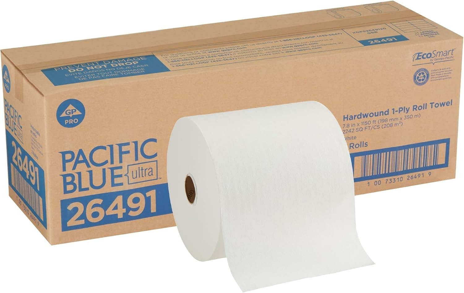 Pacific Blue Ultra 8” High-Capacity Recycled Paper Towel Rolls by GP PRO , W…