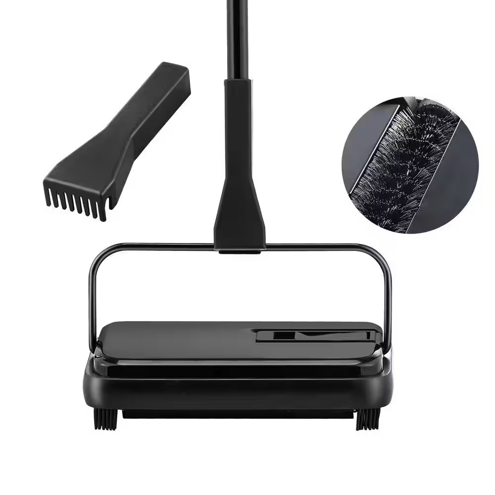 Carpet Sweeper, 7.87 In. Sweeping Paths, Floor Sweeper Manual Non Electric, 300