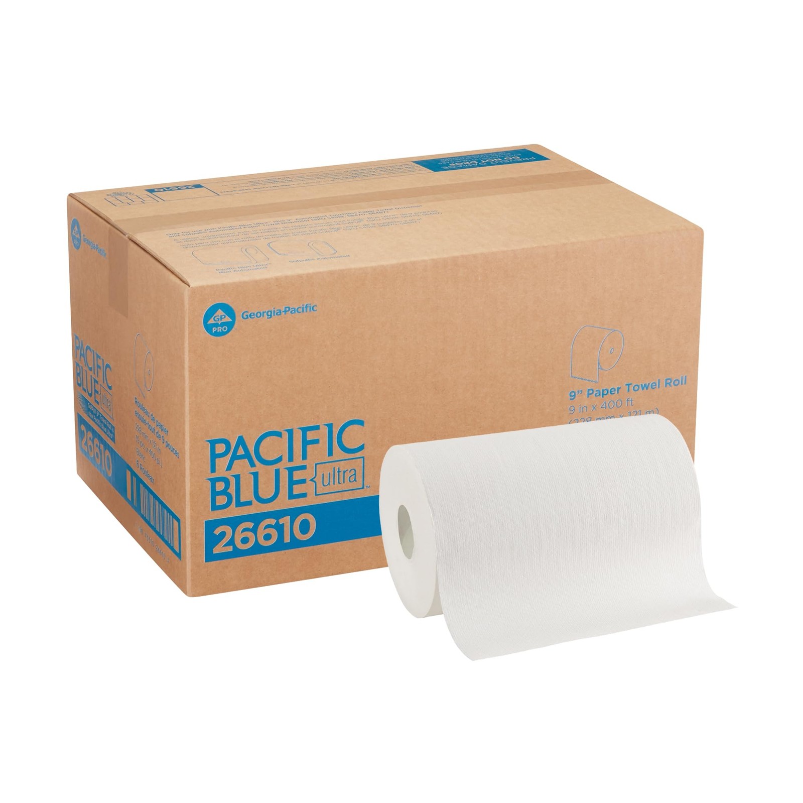Georgia-Pacific, Pacific Blue Ultra, 9″ Paper Towel Rolls (26610), White