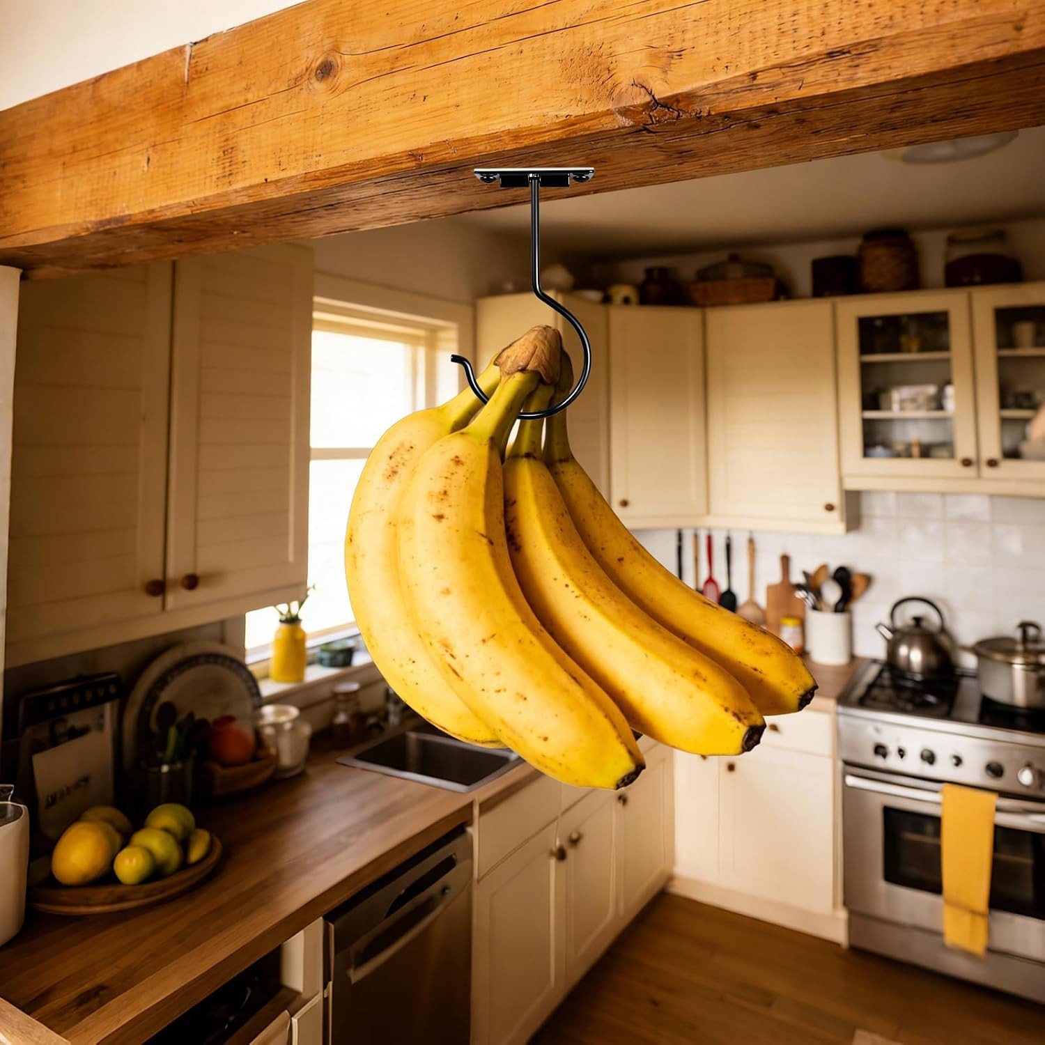 Self Adhesive Banana Hook under Cabinet, Foldable Magnetic Banana Hanger, 5.5 In