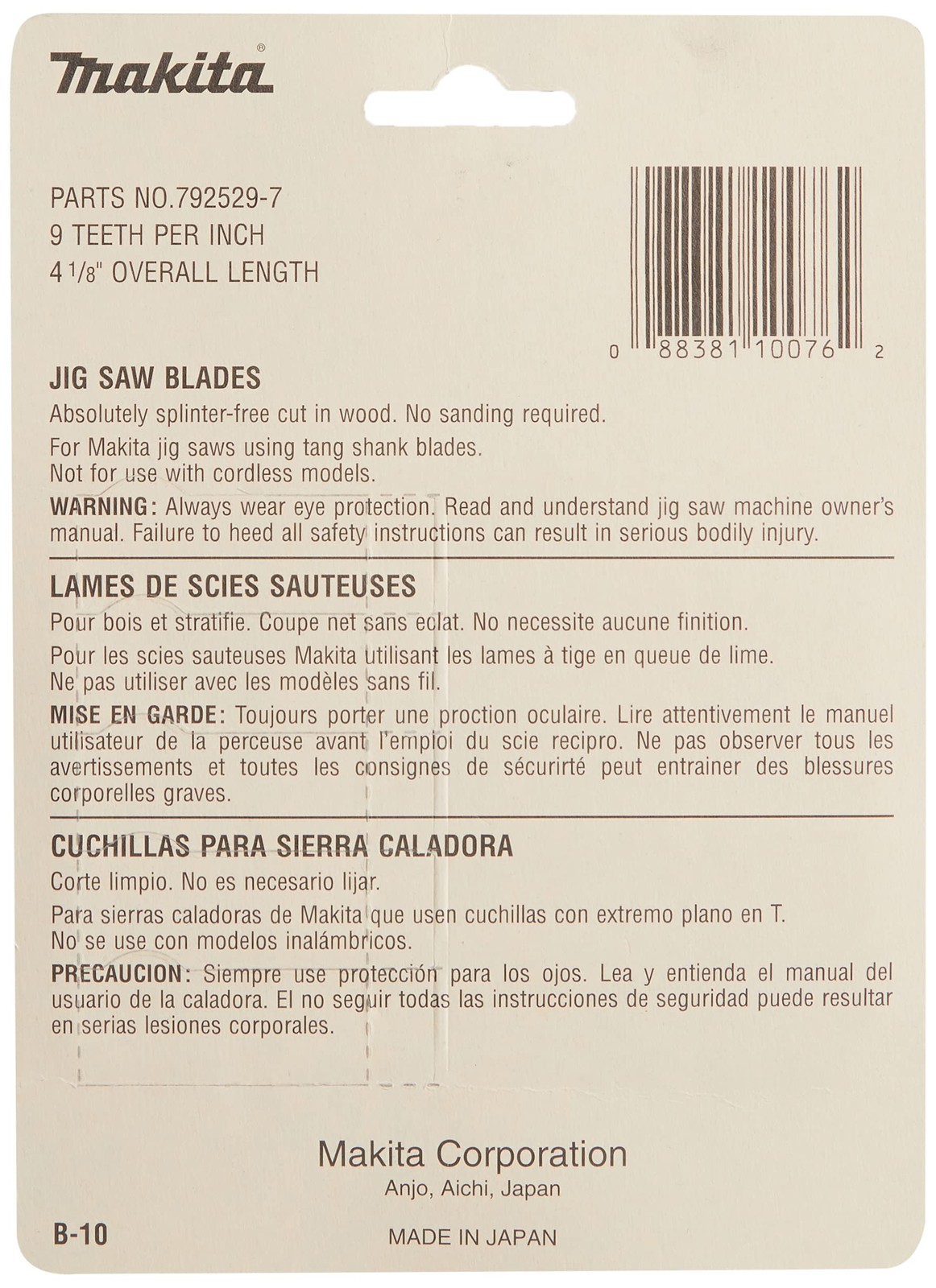 Makita 792529-7 Jig Saw Blade #B-10 5-Pack , Black