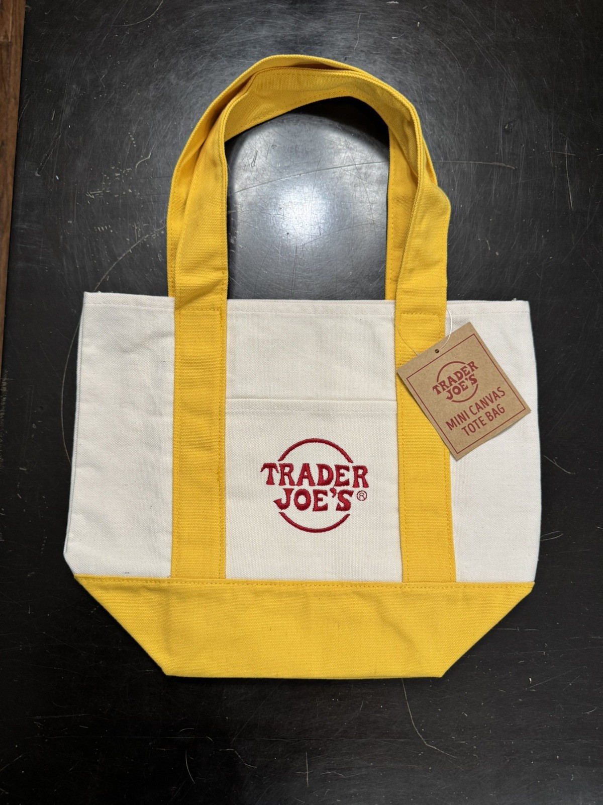 Trader Joe’s – Mini Canvas Tote Bag – Yellow – Holiday 2025 – Limited Edition