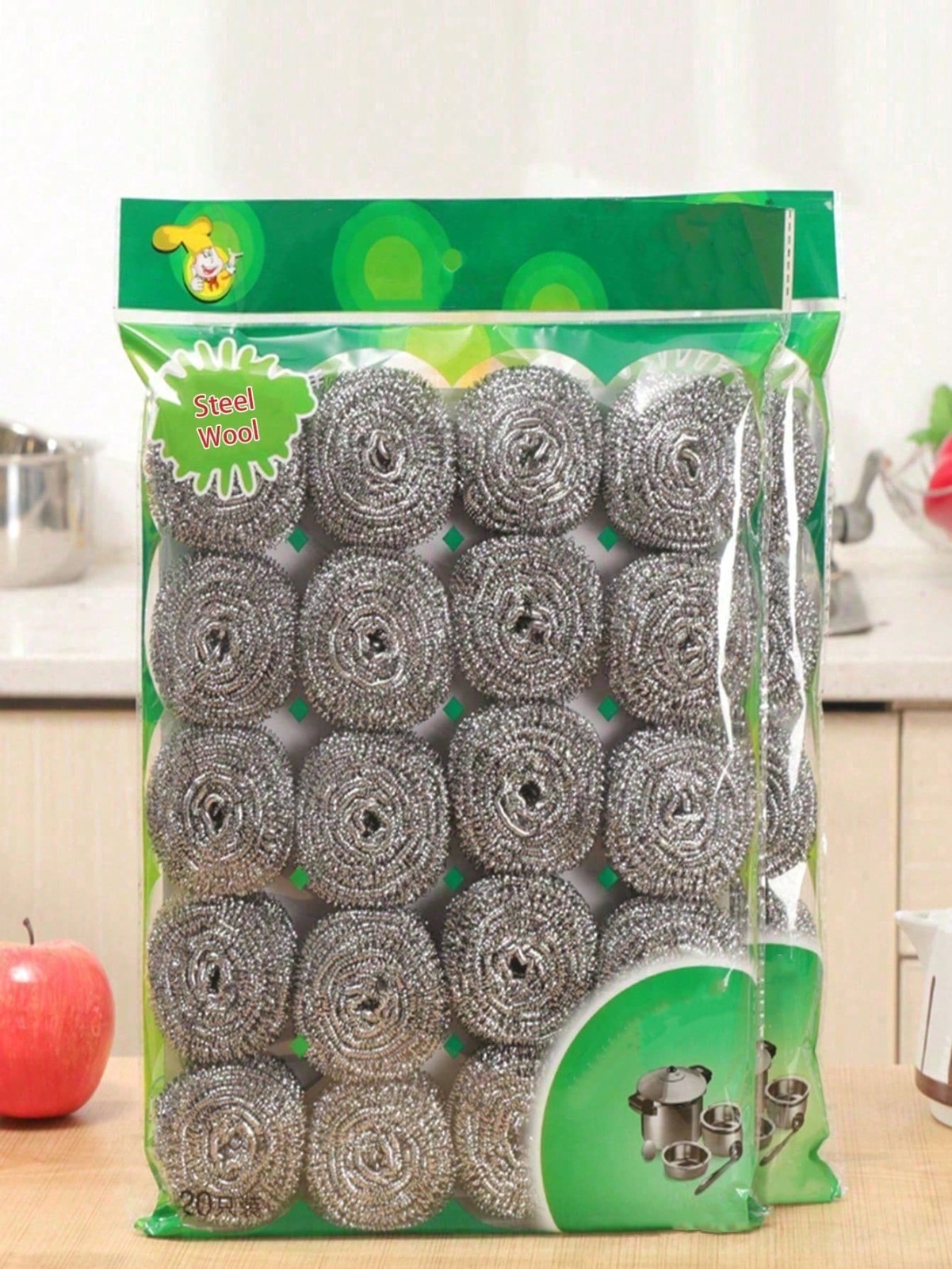 20PCS Stainless Steel Scouring Pad Mesh Scrubber Metal Wire Sponge Cleaning Ball