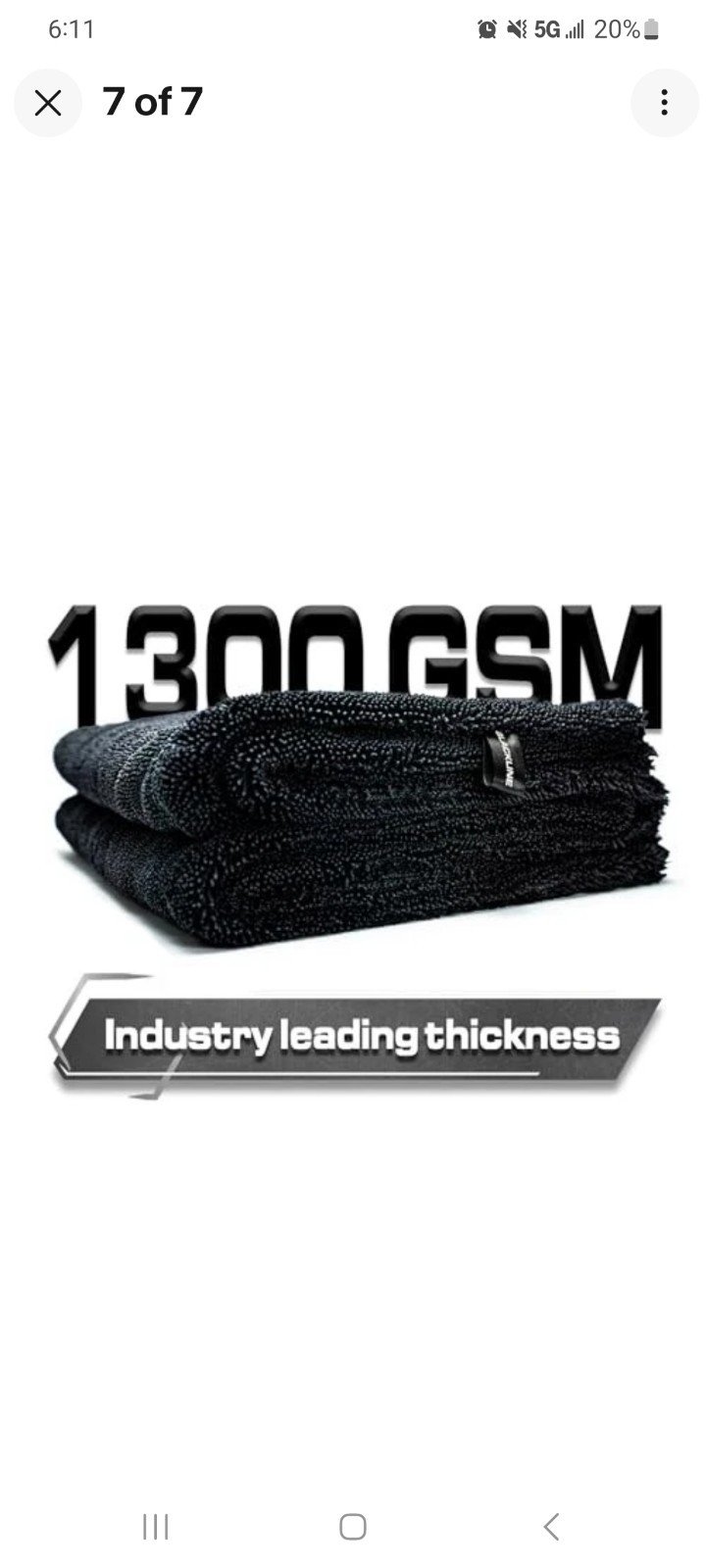 Blackline Car Drying Towel – 2ft x 3ft XL Popular Pick Among Detailing Pros –