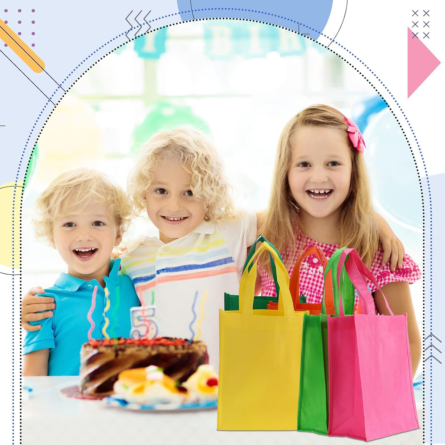 100 Pcs Non Woven Bags Reusable Gift Bag with Handles Shopping Tote Grocery Good