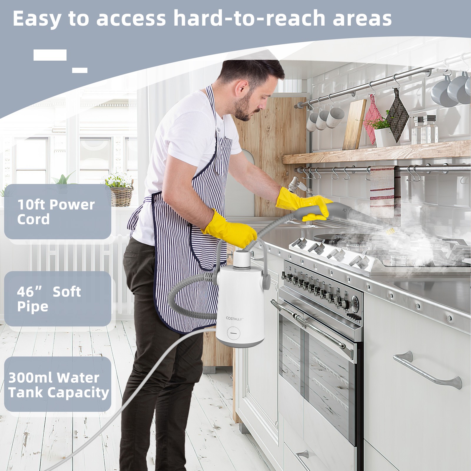 1000W Multifunction Portable Hand-held Steam Cleaner W/10 Accessories Gray
