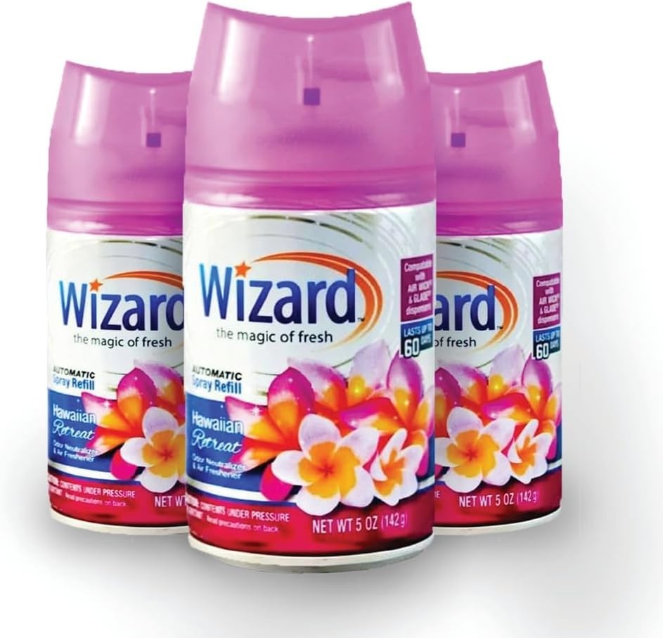 3 WIZARD AUTOMATIC SPRAY REFILLS – 5 oz HAWAIIAN RETREAT