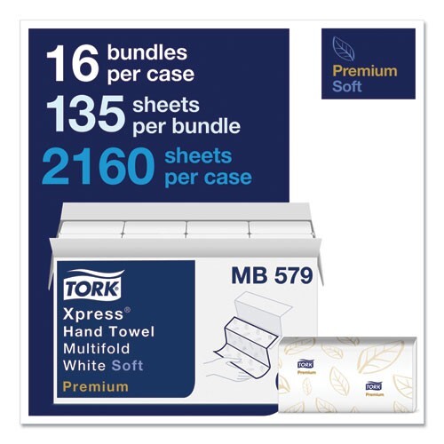 Tork Premium Soft Xpress 3-Panel Multifold Hand Towels, 2-Ply, White, 16/Carton