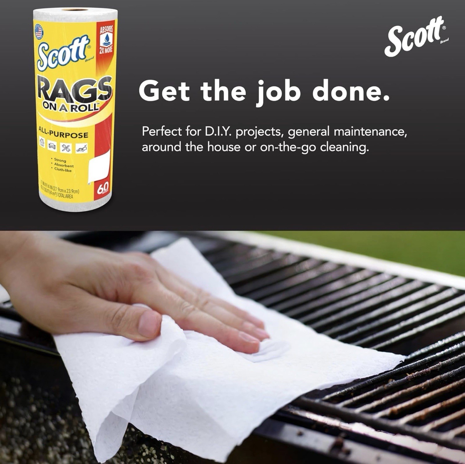 Scott® Rags On A Roll™ All-Purpose Towels ~ 12 Rolls 720 Total Sheets ~ 11”x9.4”