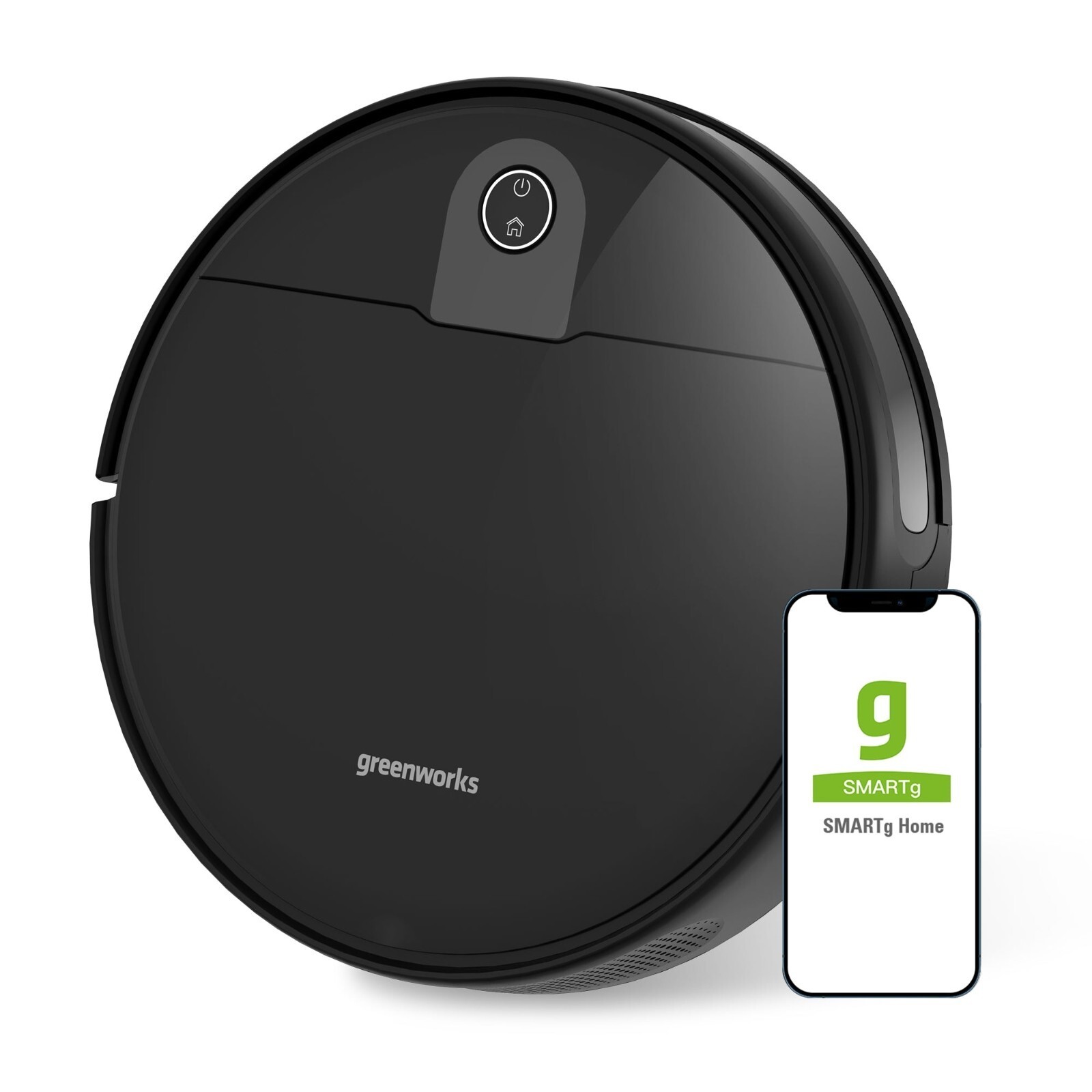 Greenworks Robot Vaccum GRV-1010, Max 2200 PA 3.23 inch Height Smart App Control