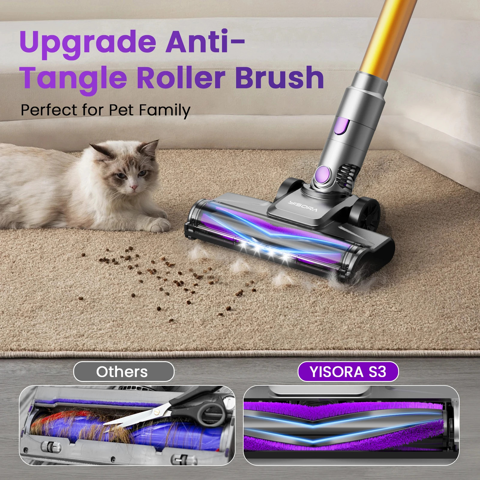 40000Pa Cordless Vacuum S3P Stick Vacuum LED Display Free-Standing 55Min