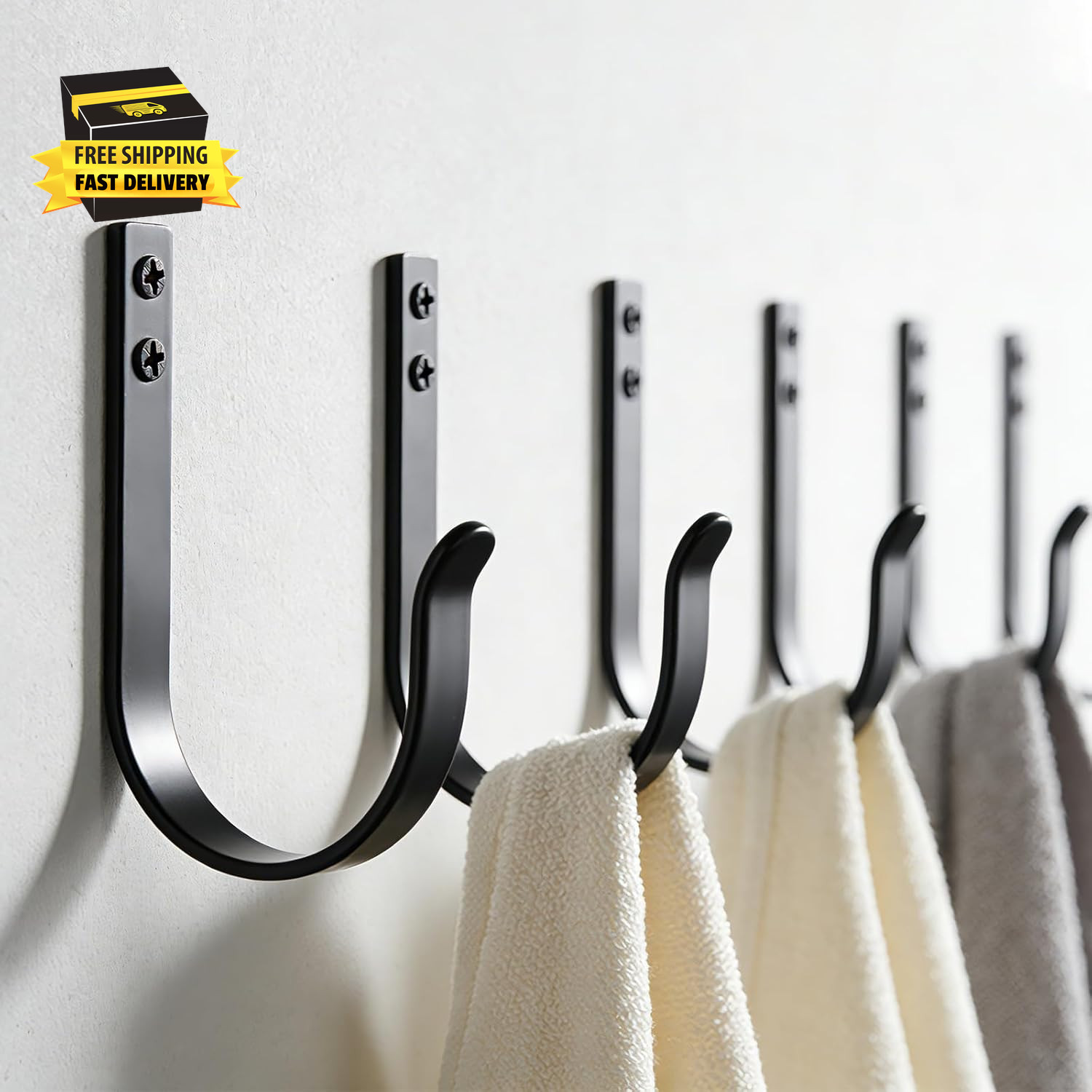 6 Pack Heavy Duty Wall Hooks, 22 LB Load Bearing Stainless Steel Single Prong Co