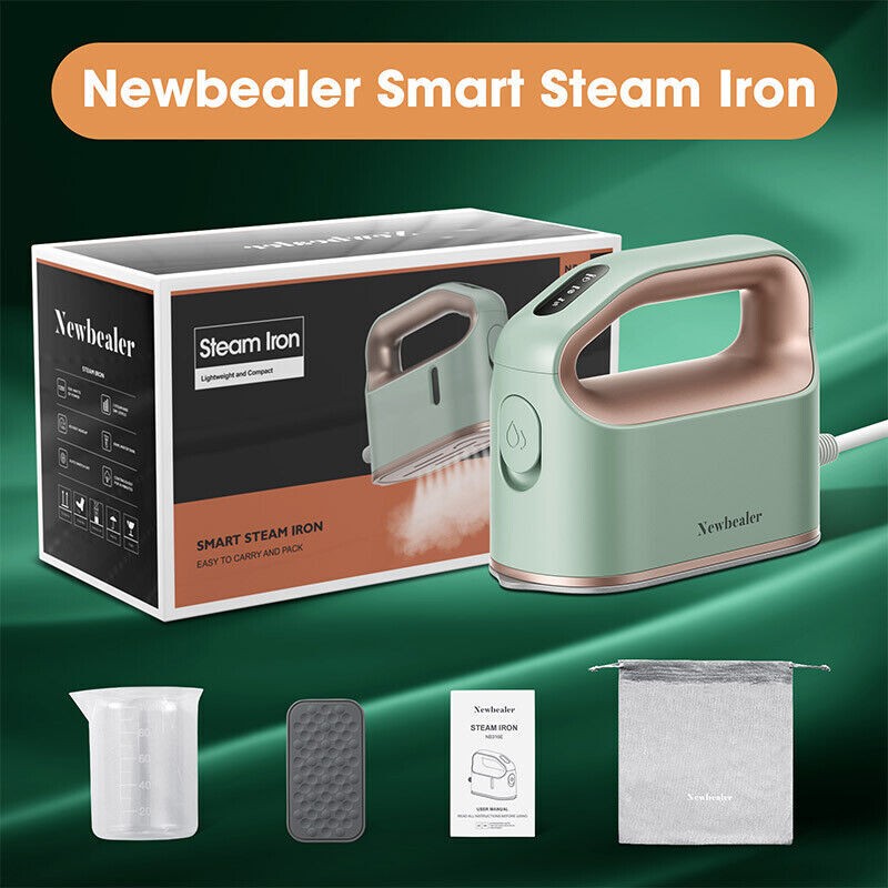 Mini Steam Iron for Home Flat Ironing and Hanging Ironing Mint Green 1200W 110V