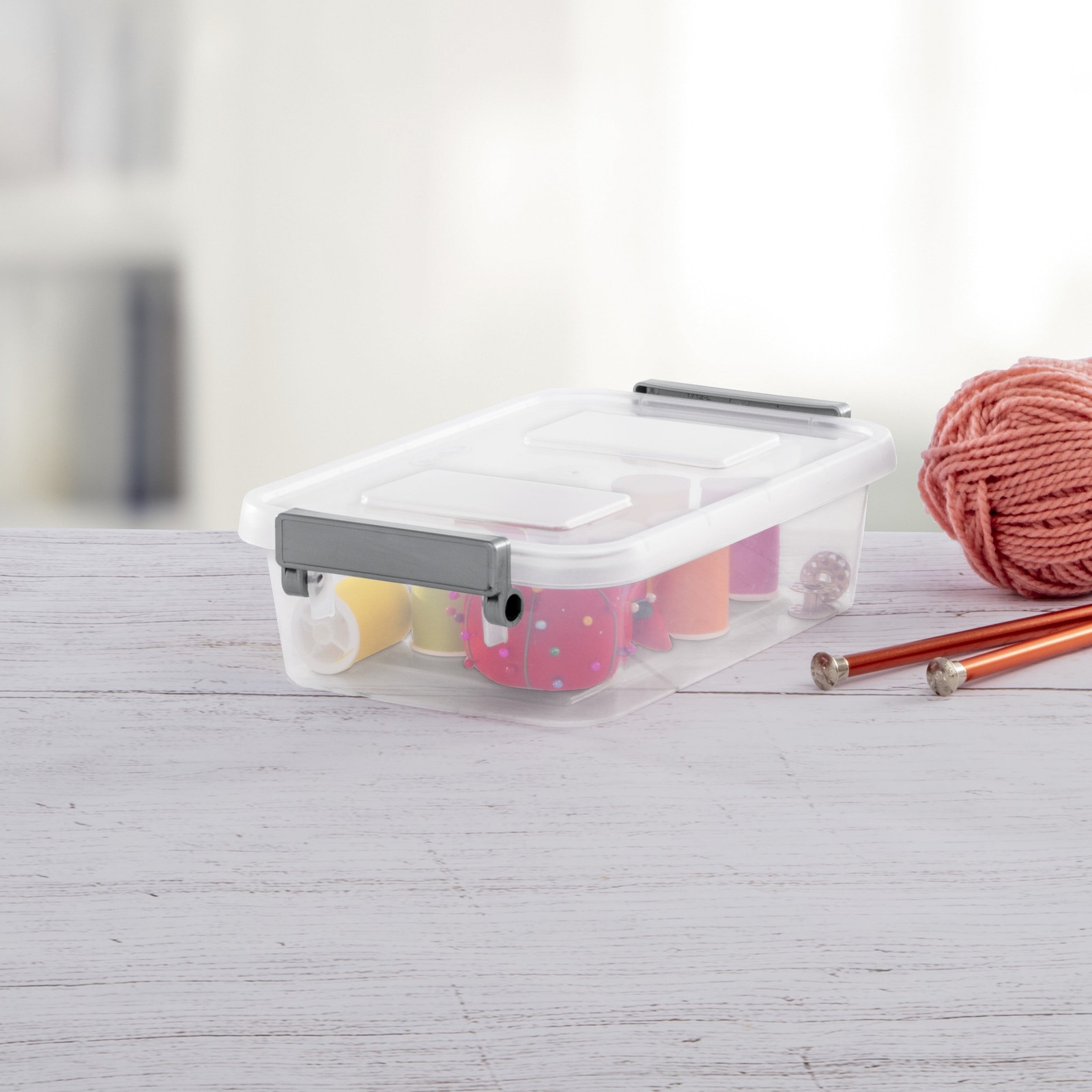 2.7 Quart Modular Latch Box, Clear Plastic Storage Box with Write-on ID Latches