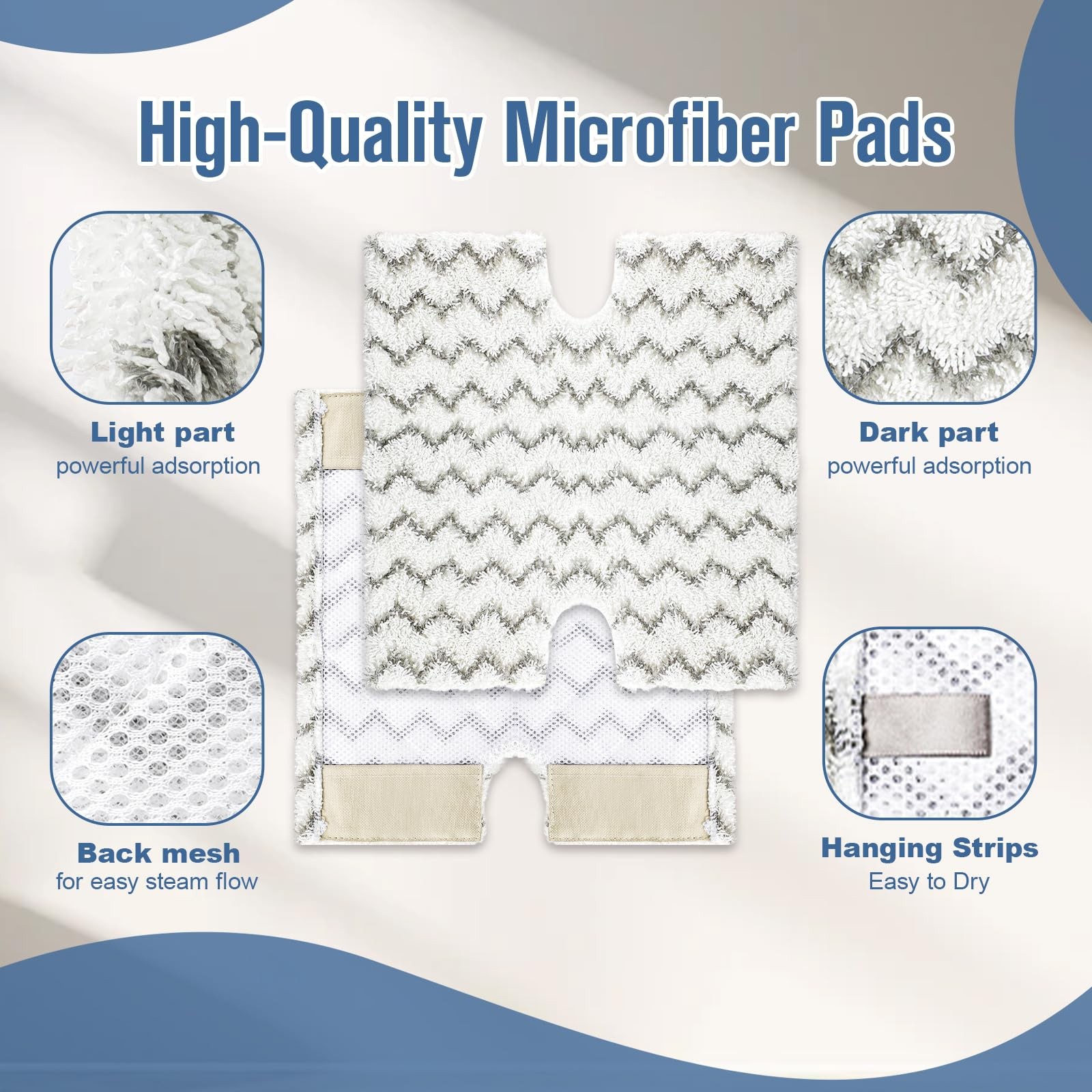 2 Pack Steam Mop Replacement Pads Compatible with Shark Genius Steam Mop S5003D