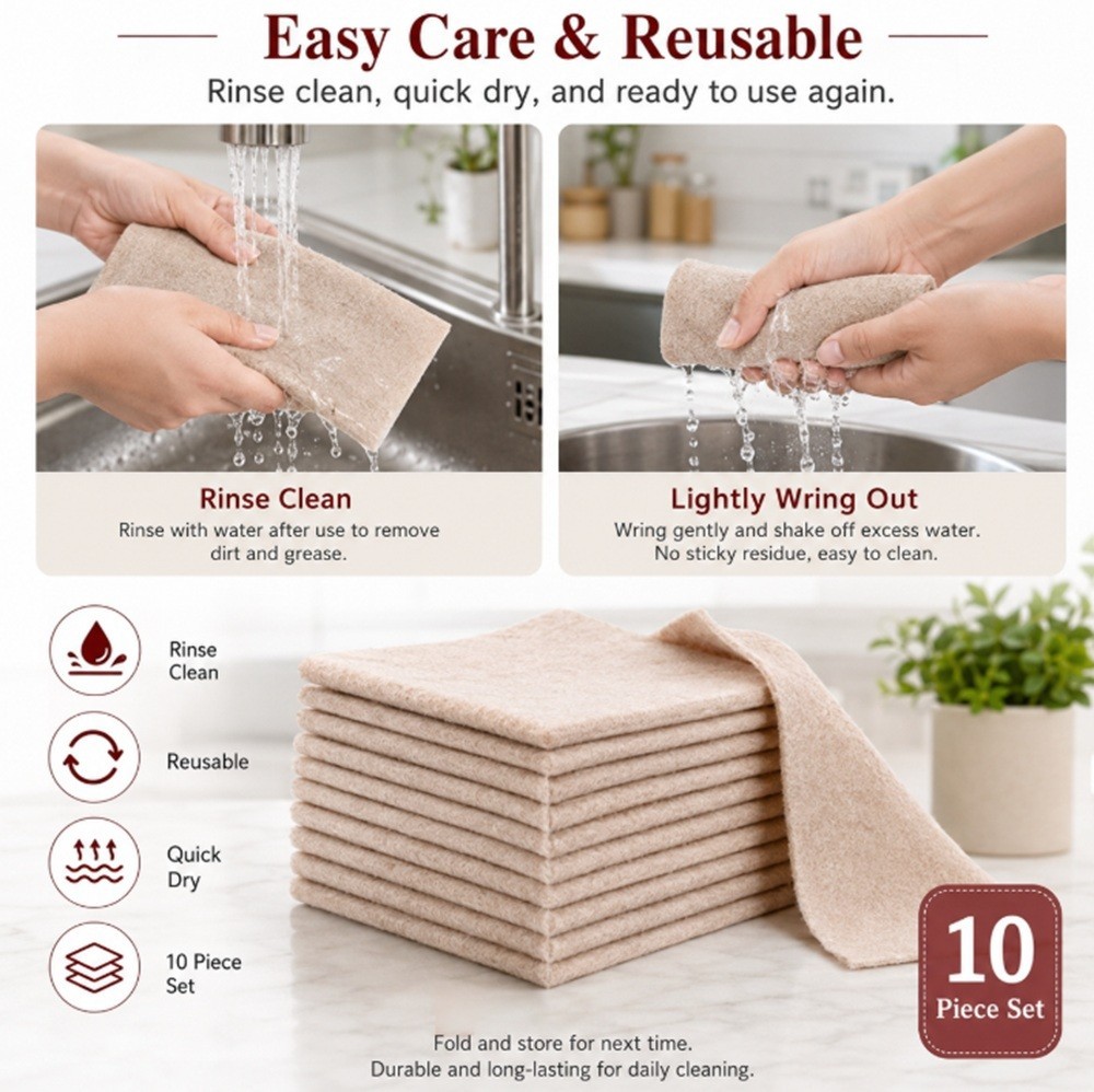 10-Pack Super Absorbent Luffa Dishcloths – Natural Plant Fiber Cleaning Towels