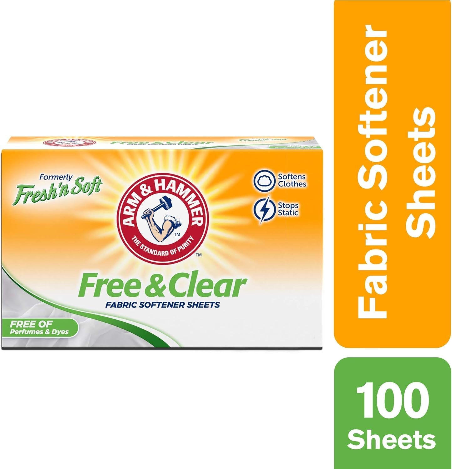 Static Cling Eliminator – ARM & HAMMER 100 Count Dye-Free Fabric Softener Sheets