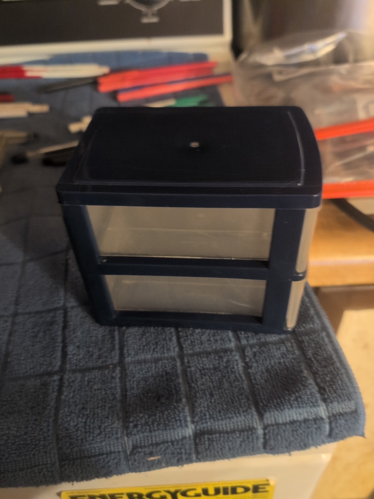 White And Blue 2 Drawer Plastic Container 5x4x4 Unbranded