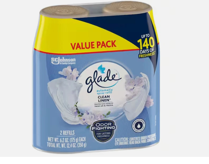 Glade Automatic Air Freshener Refill Clean Linen 6.2oz 4-Pack Odor Eliminator