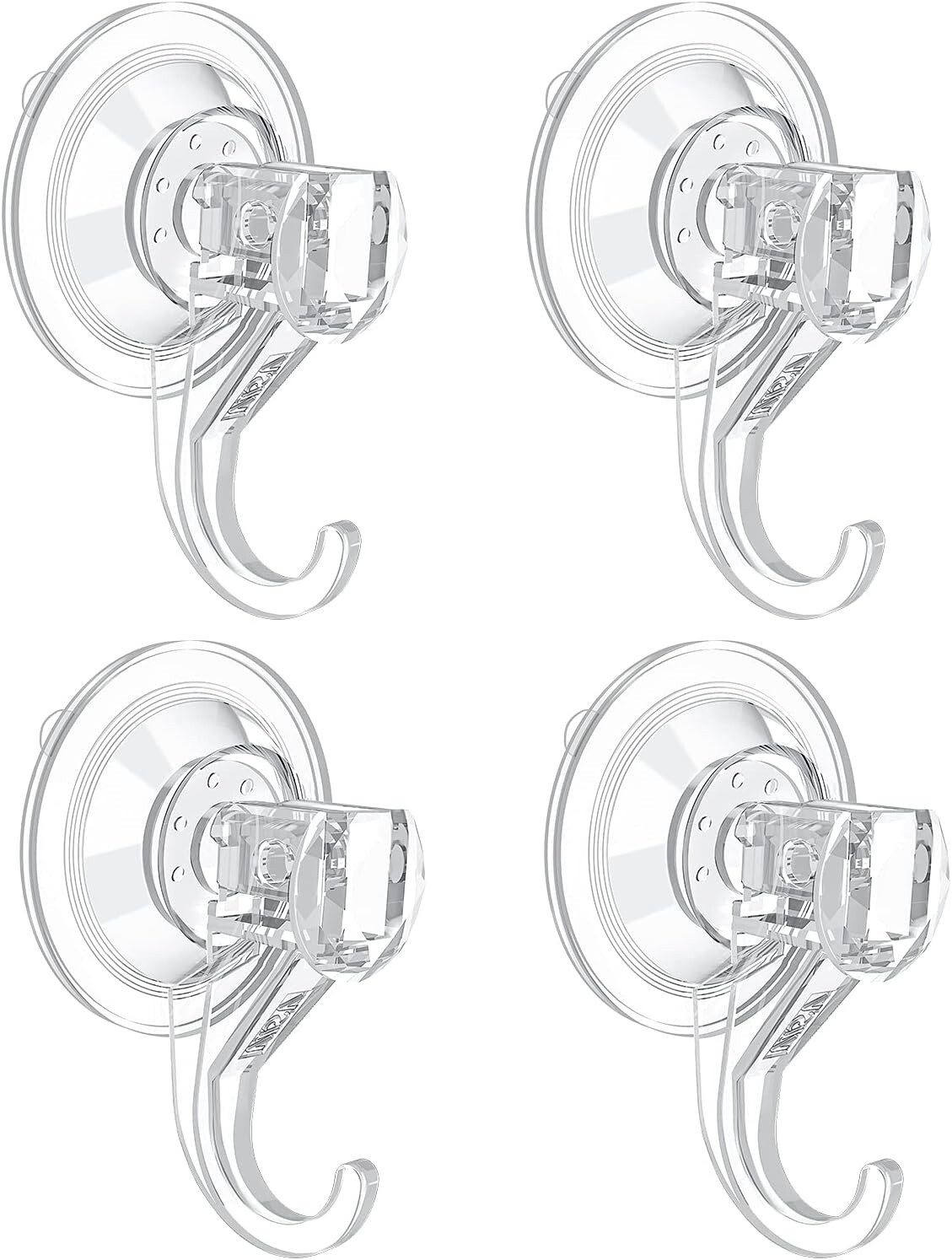 Minimalist 4-Pack Clear Suction Hooks – Perfect for Shower & Home Essentials