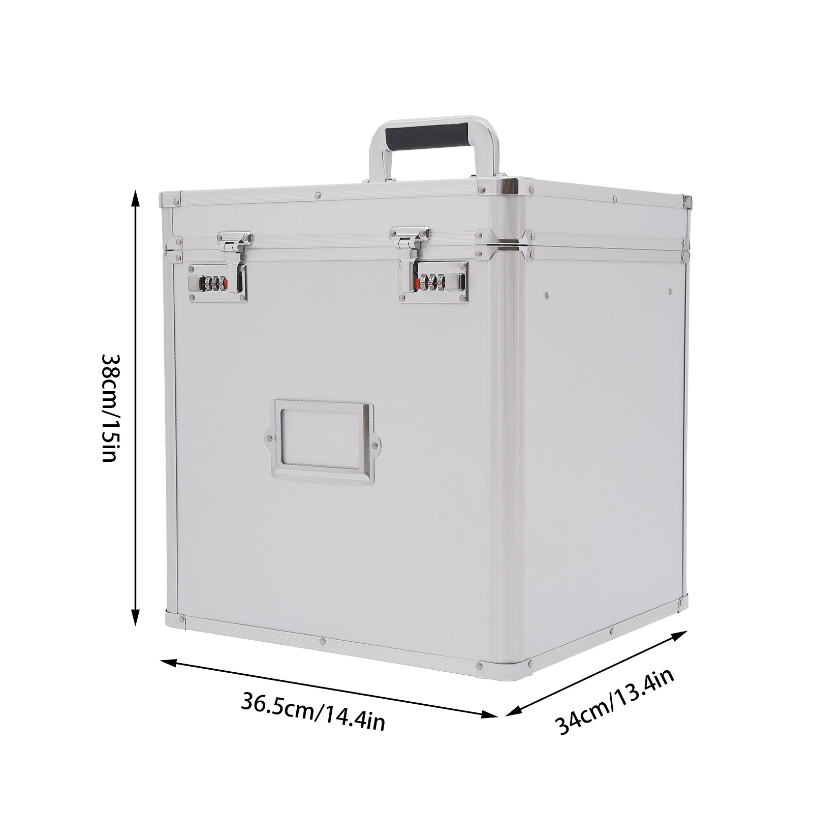 Tabletop Record Vinyl Carry Case Storage Box Locking with 50 Vinyl Record Silver