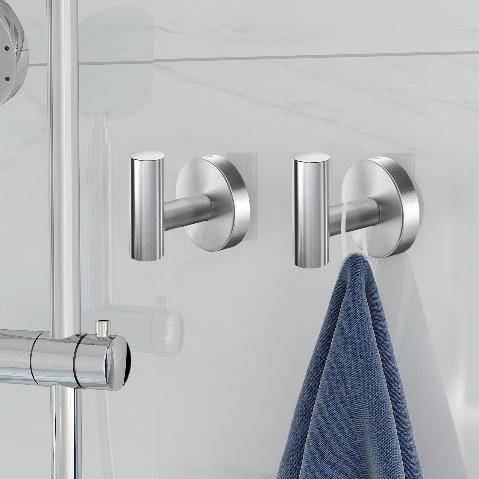 2/4 Packs Bathroom Towel Coat Robe Hooks Stainless Steel Door Hanger Wall Hook