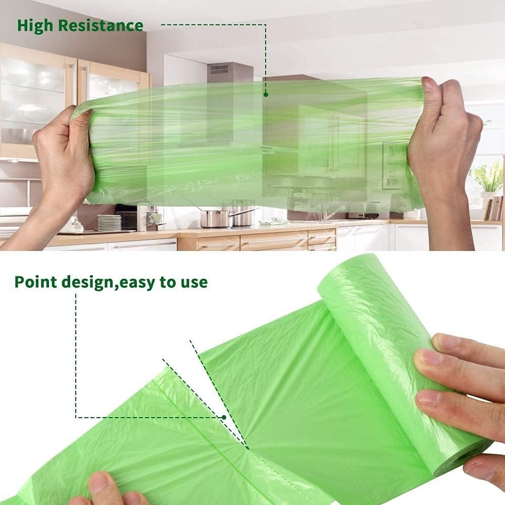 Small Trash Bags 4-6 Gallon 丨 100 Count 100 (Pack of 1), Green